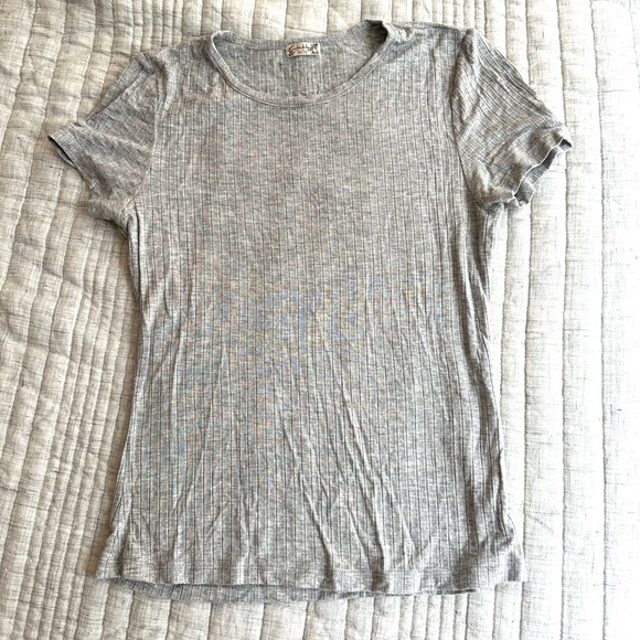 Free People Ribbed Grey Tee - Picture 1 of 2